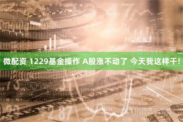 微配资 1229基金操作 A股涨不动了 今天我这样干!